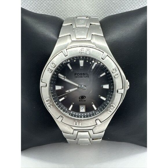 Fossil AM3816 Men's Silver Stainless Steel Analog Dial Quartz Wrist Watch JNA693 - Picture 1 of 11